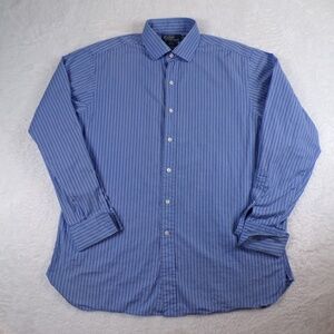 Polo Ralph Lauren Men's Size 17-35 Striped Blue Long Sleeved Shirt Classic Fit